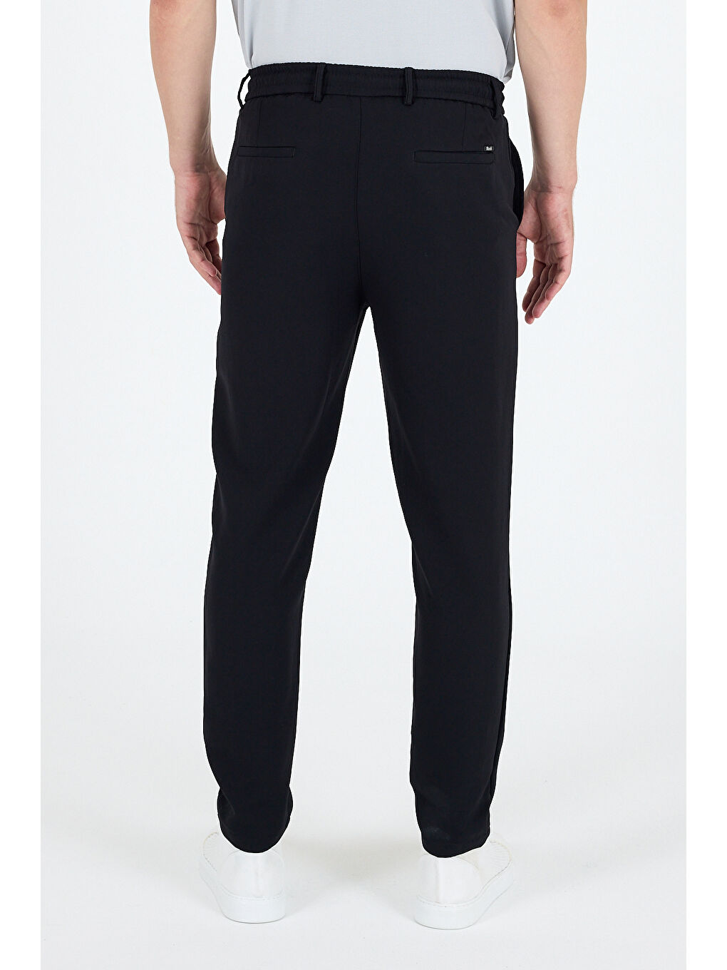 Siyah Erkek Duble Kumaş Düz Paça Rahat Kalıp, Cepli, Günlük ve Spor Eşofman Altı Jogger Pantolon-3667-3