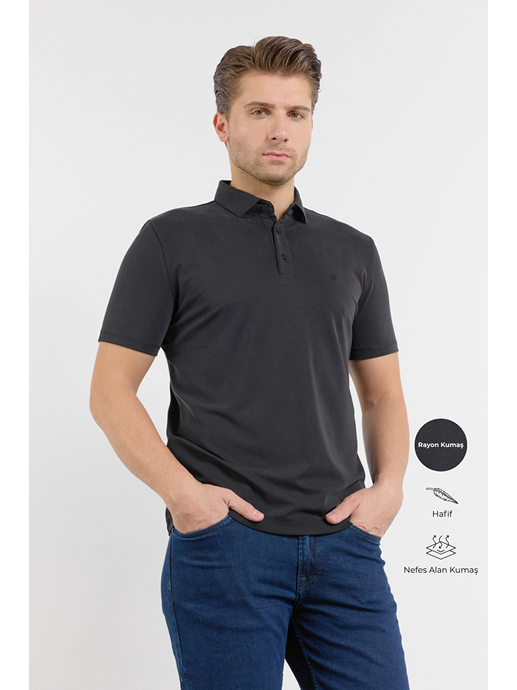 Siyah İtalyan Yaka Kısa Kol Cepsiz Slim Fit Pamuklu Tişört 1011260180