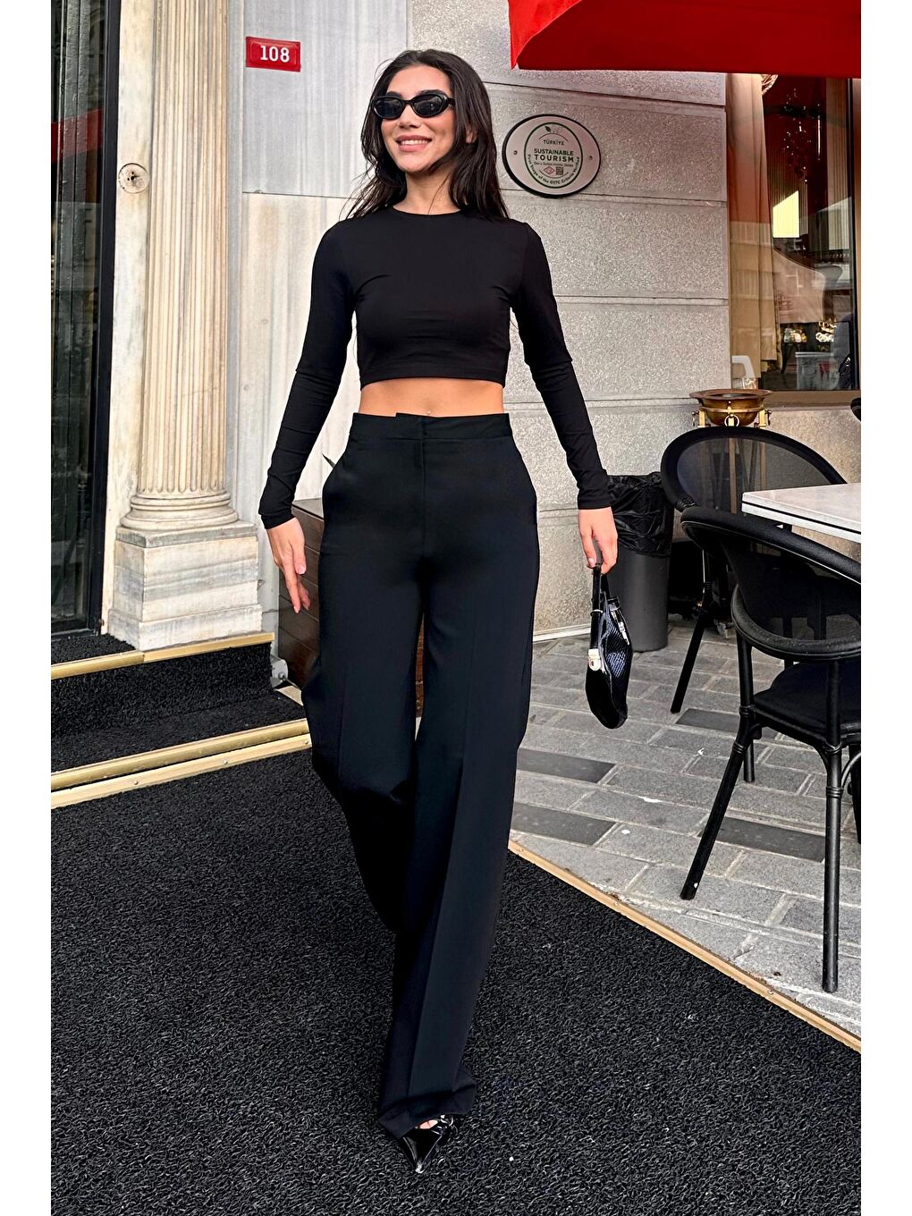 Siyah Yüksek Bel Kumaş Pantolon Mg2284-6