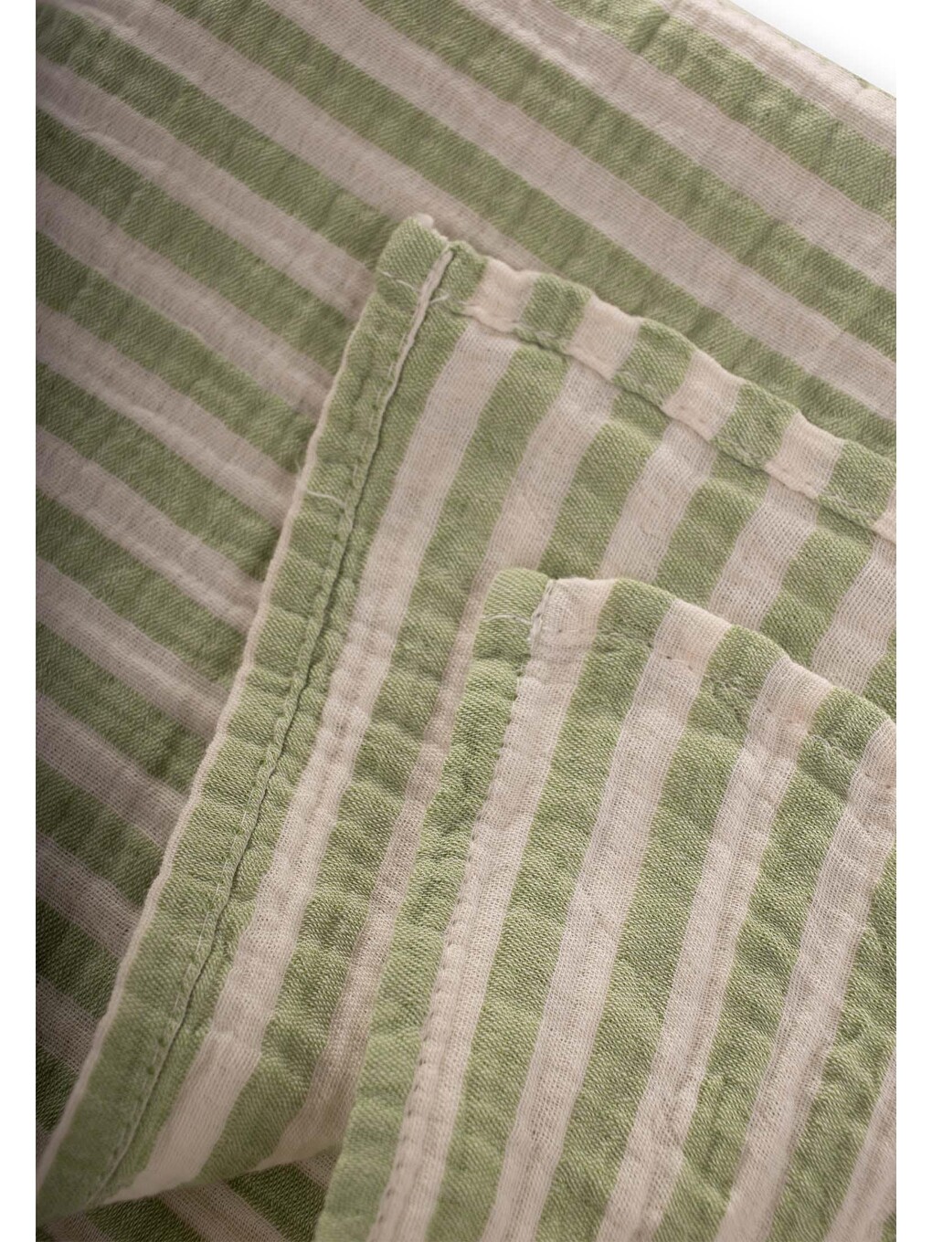 Naturel Battaniye 90x100cm F Yeşili Kalın Çizgili-2