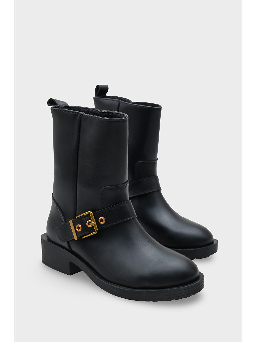 Siyah Ruthy Metal Aksesuarlı Lastikli Motorcu Bot-1