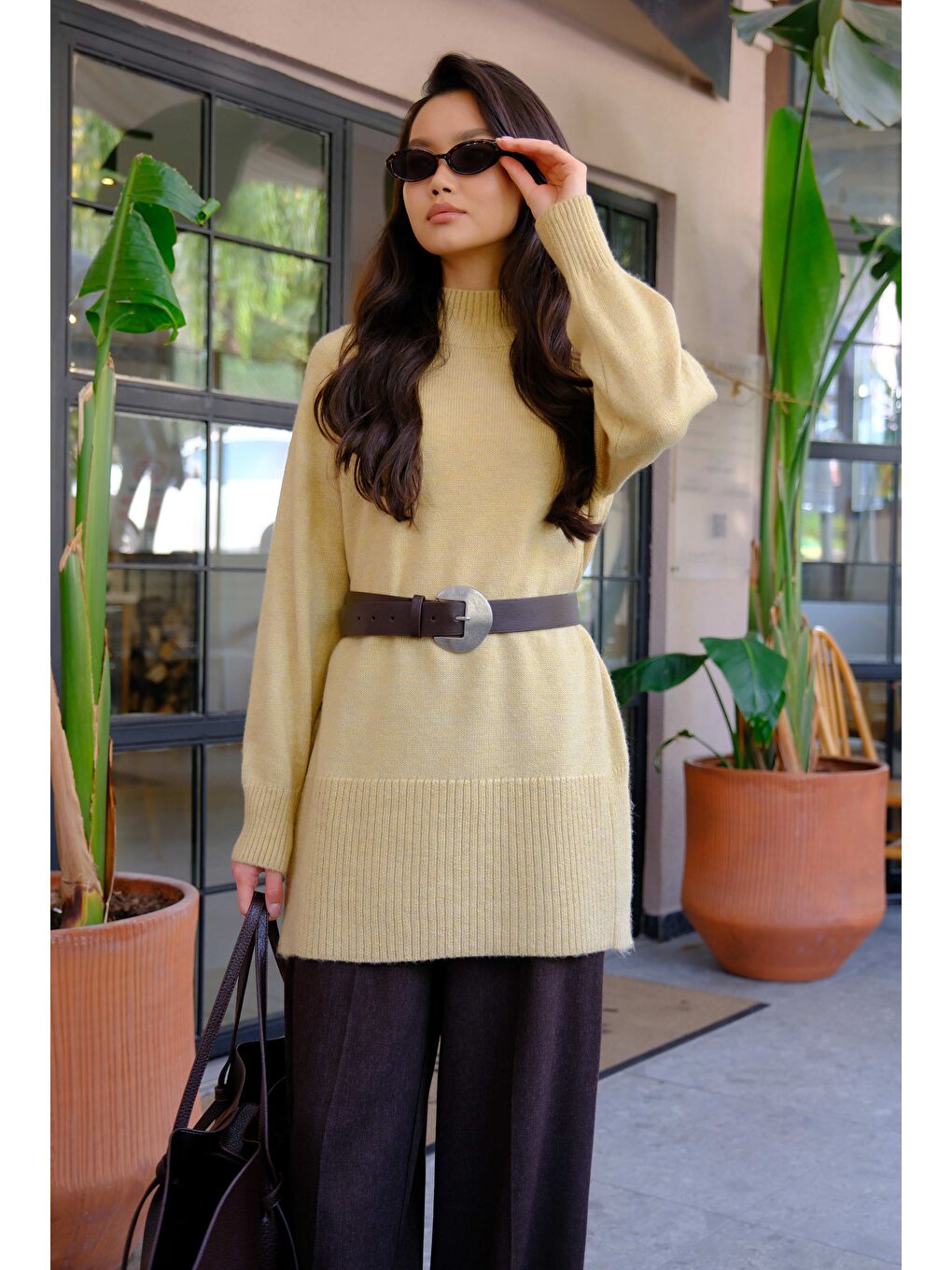 Balıkçı Yaka Basic Kazak Soft Sarı