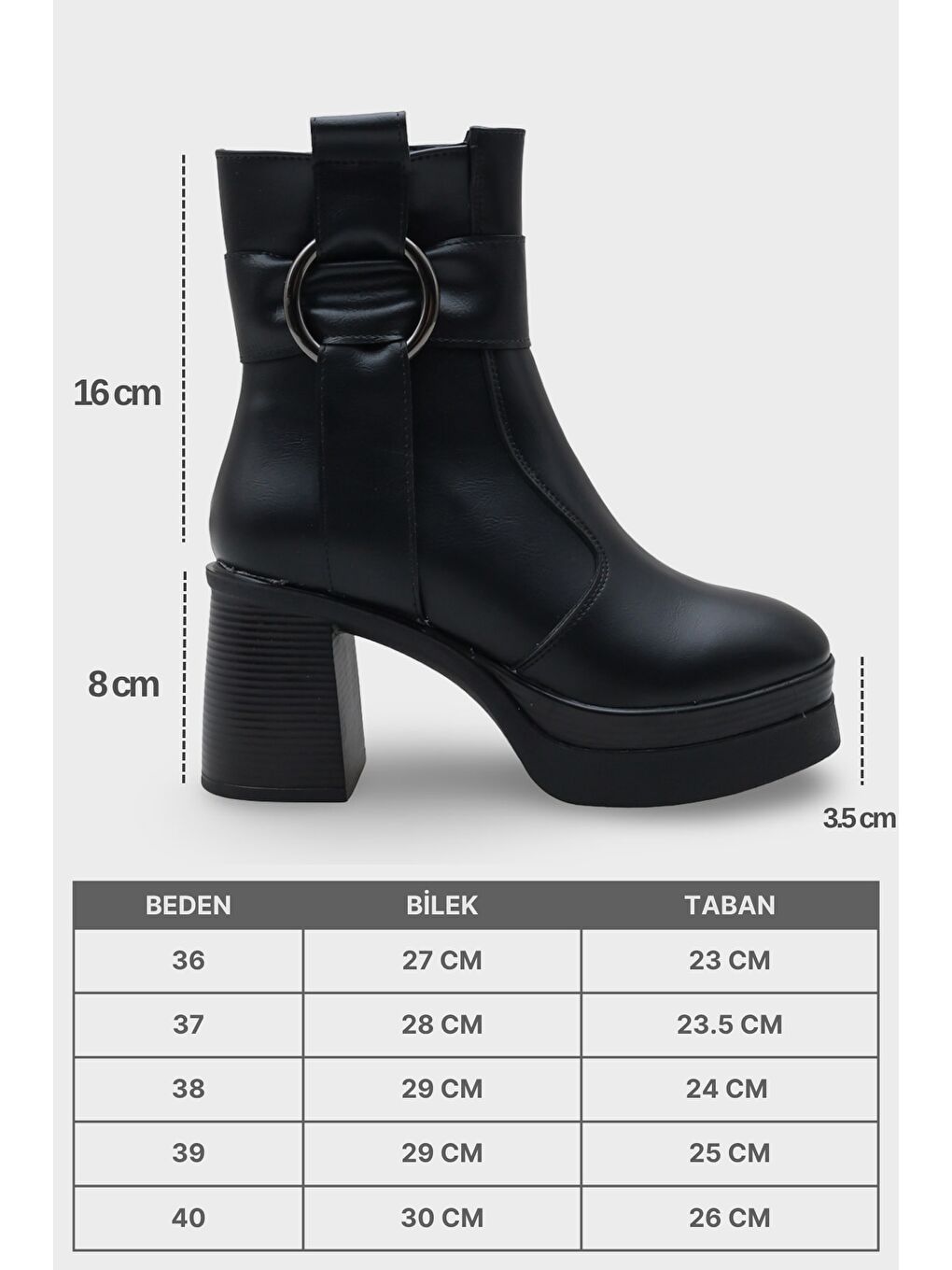 Siyah Tiffany Yuvarlak Burunlu Yandan Fermuarlı Orta Topuklu Kadın Bot-6