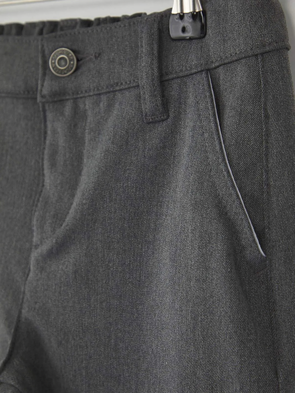 Gri Erkek Çocuk Basic Regular Okul Dokuma Pantolon-1