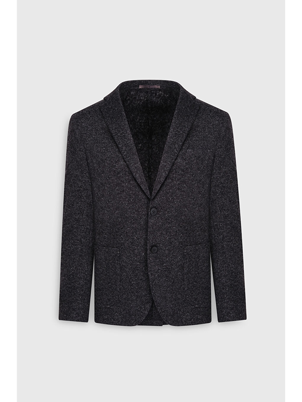 Erkek Siyah Slim Fit Dar Kesim Mono Yaka Yünlü Desenli Torba Cepli Ceket-5