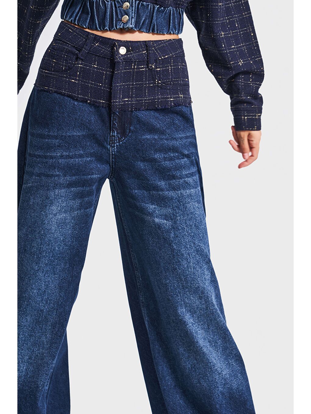 Mavi Kadın Koyu Jean Rengi 2w5-7 Palazzo Fit Çift Parça Kumaş Özel Tasarım Denim Jean-2