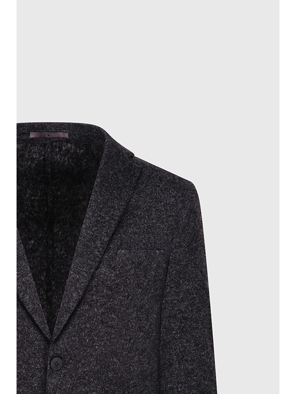 Erkek Siyah Slim Fit Dar Kesim Mono Yaka Yünlü Desenli Torba Cepli Ceket-6