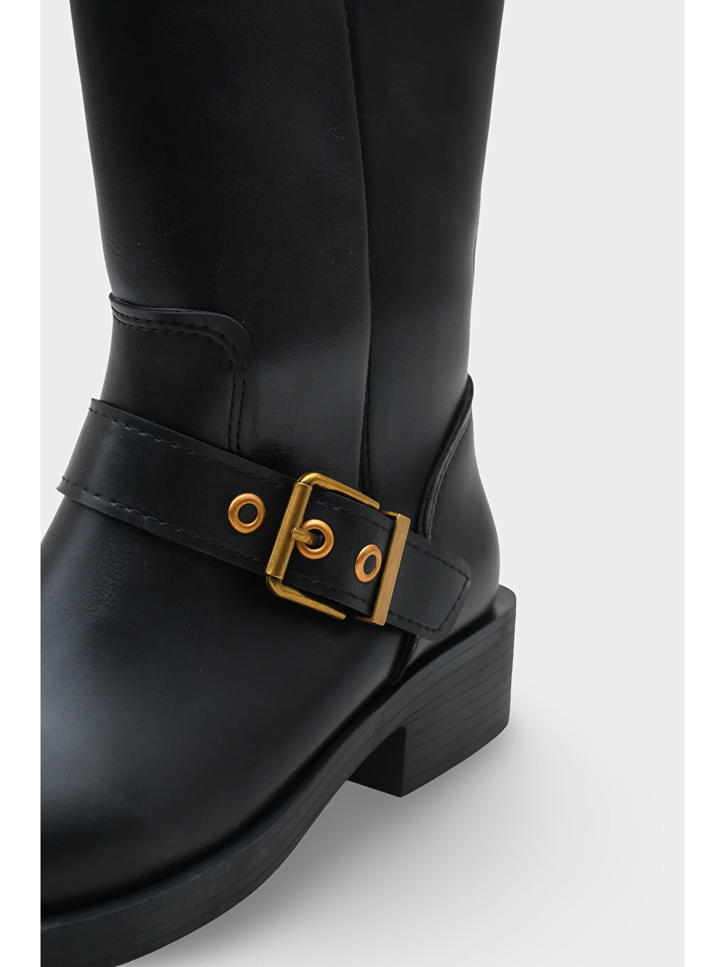 Siyah Ruthy Metal Aksesuarlı Lastikli Motorcu Bot-4