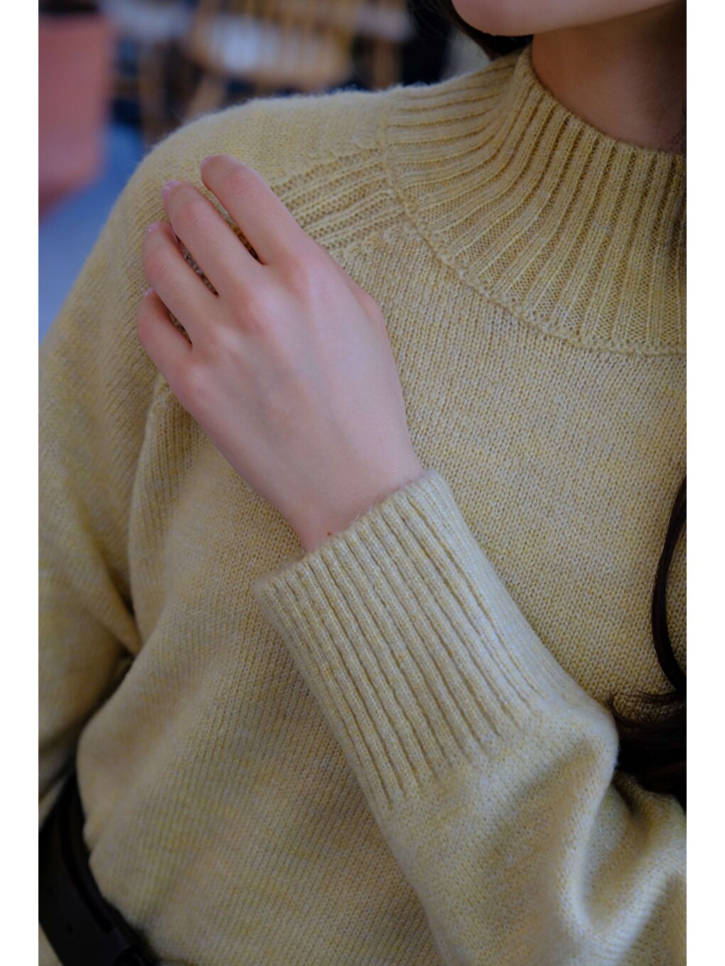 Balıkçı Yaka Basic Kazak Soft Sarı-3