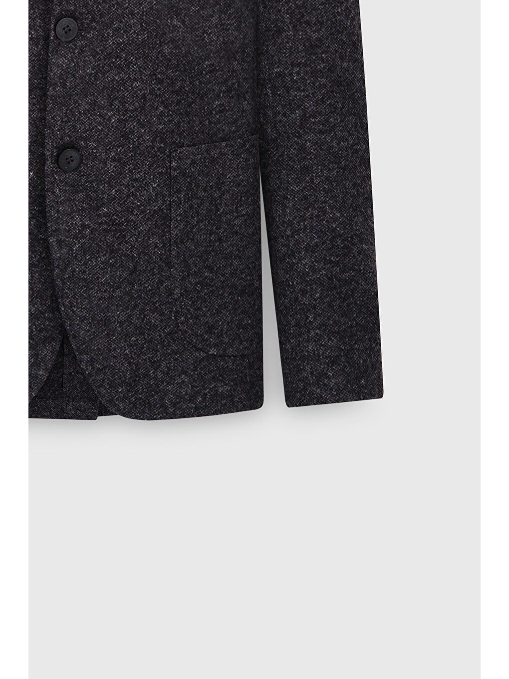 Erkek Siyah Slim Fit Dar Kesim Mono Yaka Yünlü Desenli Torba Cepli Ceket-7