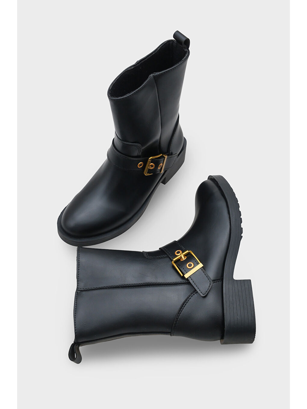 Siyah Ruthy Metal Aksesuarlı Lastikli Motorcu Bot-5