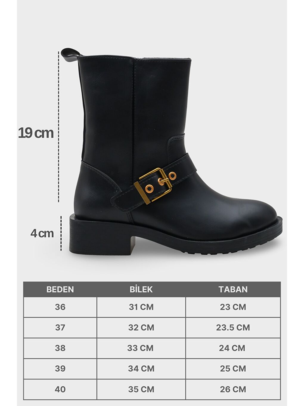 Siyah Ruthy Metal Aksesuarlı Lastikli Motorcu Bot-6