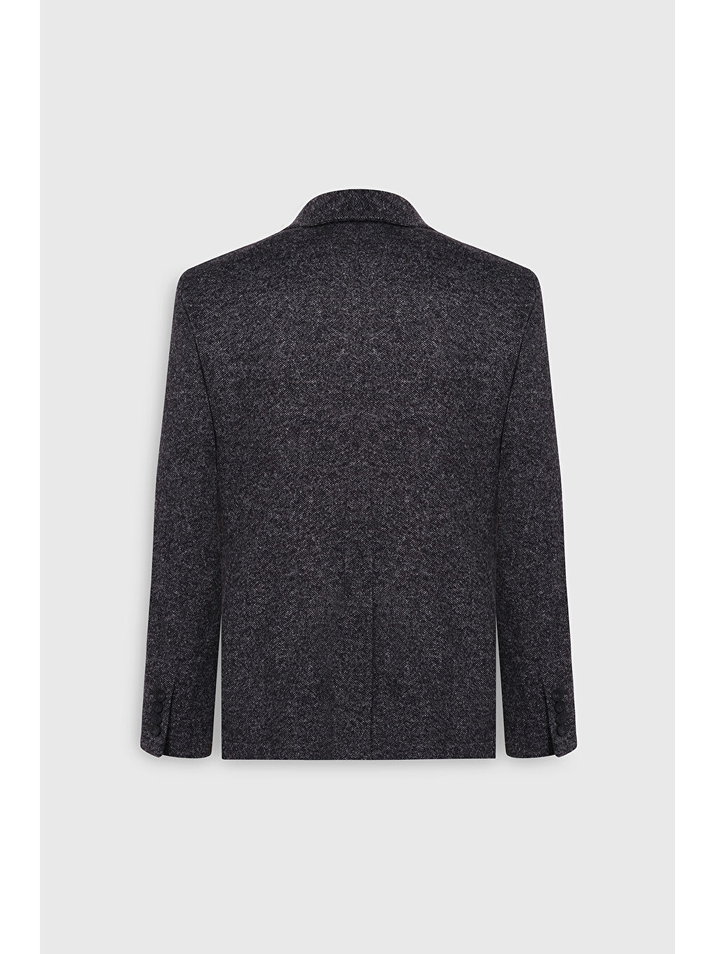 Erkek Siyah Slim Fit Dar Kesim Mono Yaka Yünlü Desenli Torba Cepli Ceket-8