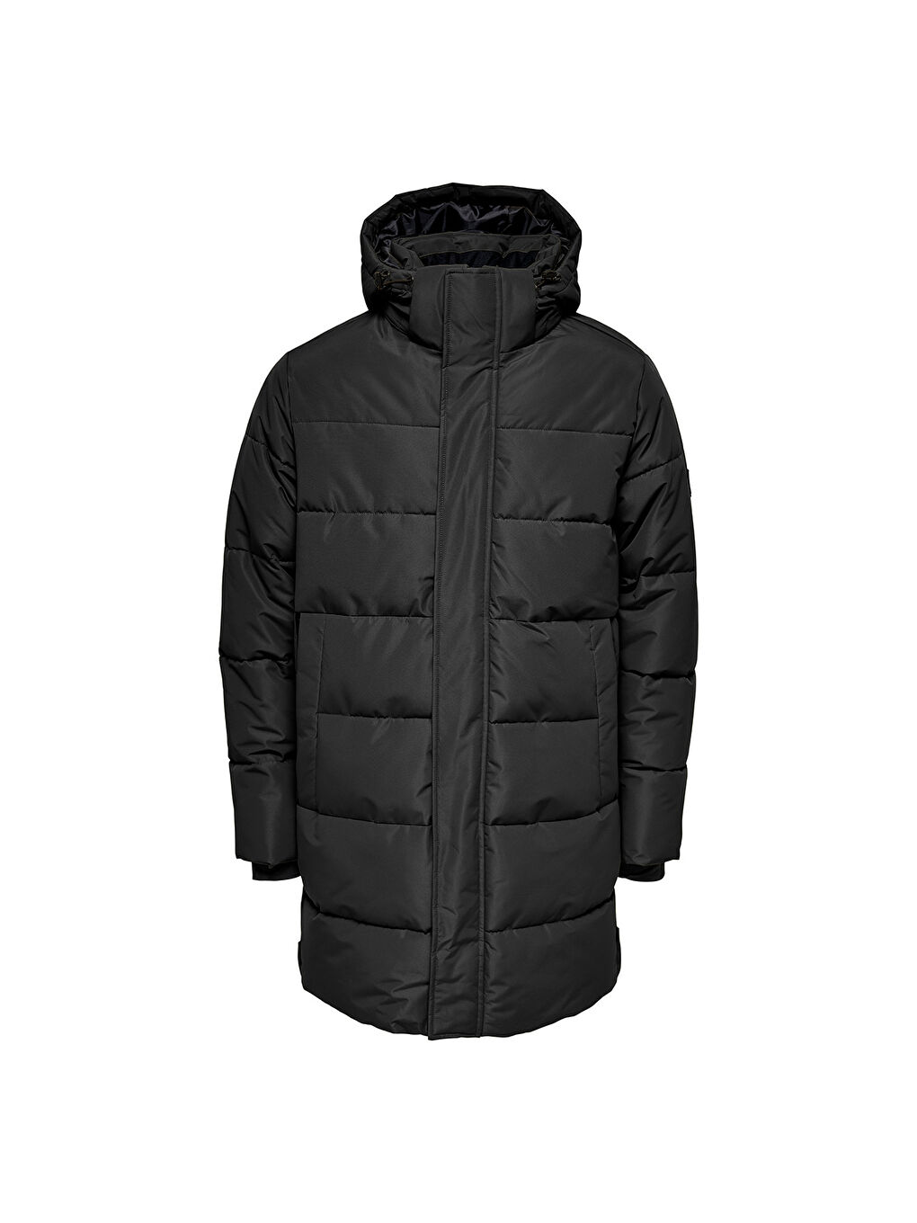 Only&Sons Carl Life Long Quilted Coat Erkek Siyah Kapüşonlu Mont - 2