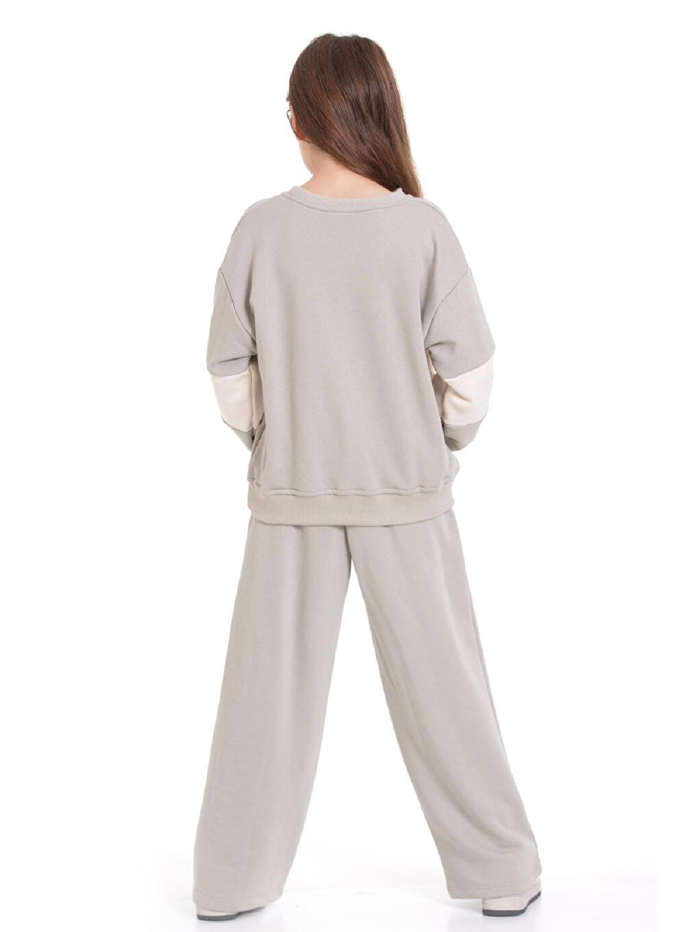 Gri Kız Çocuk 3 İplik ve Şardonsuz Eşofman Takımı 5-9 Yaş 12487-4