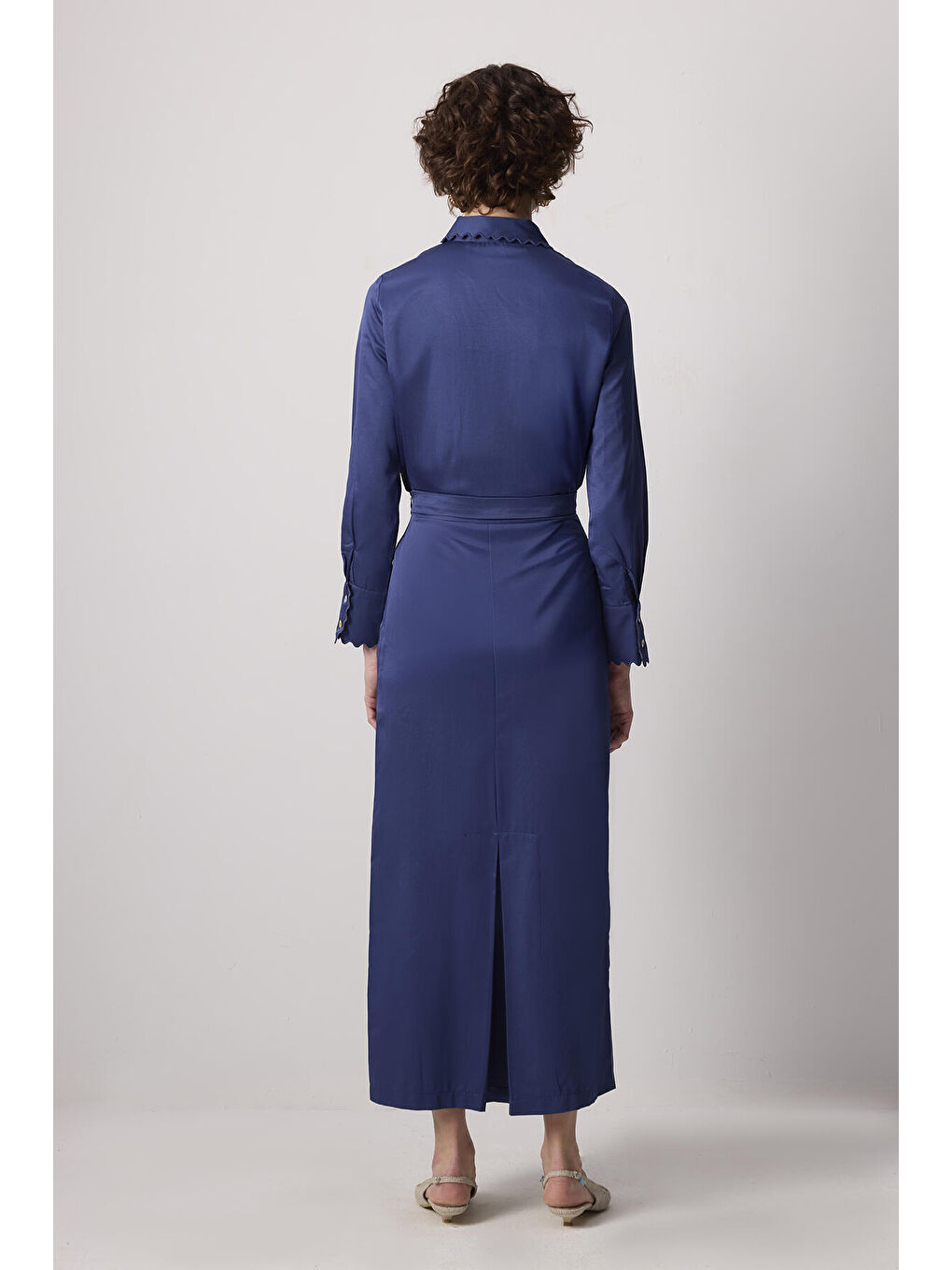 Lacivert Yırtmaç Detaylı Kalem Etek-3