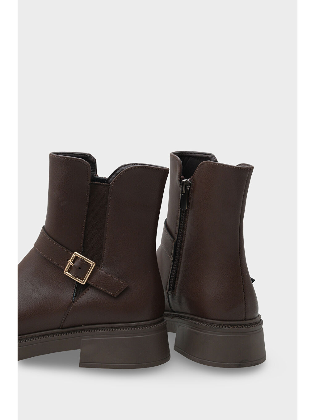 Kahverengi Daria Yandan Fermuarlı Tokalı Lastikli Kadın Bot-3