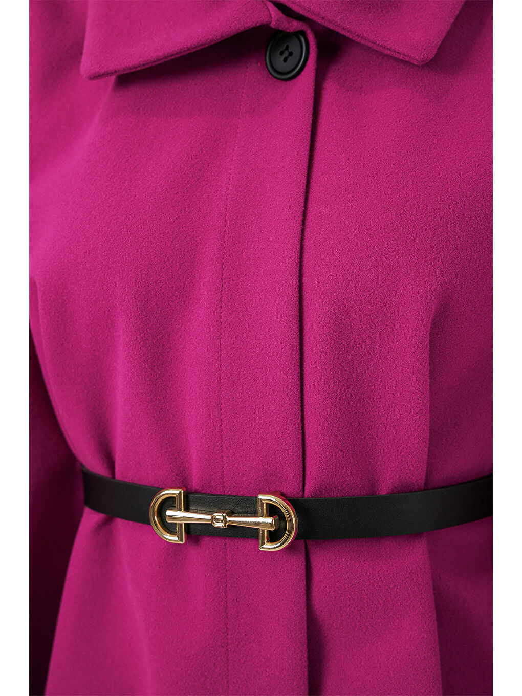 Petrol Kadın Kemerli Kaşe Panço 9170 - Koyu Pembe-4