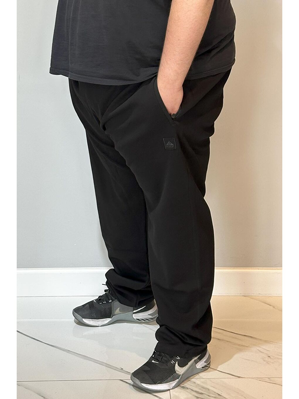 Özel Üretim  Ekstra Battal Pamuk Dokulu Erkek Büyük Beden Eşofman Altı 24723 Siyah-1