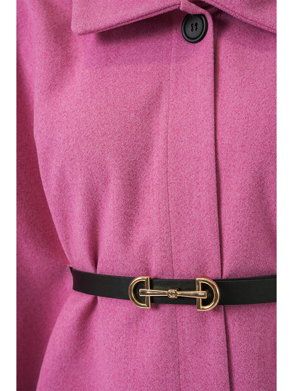 Kadın Kemerli Kaşe Panço 9170 - Pembe-3