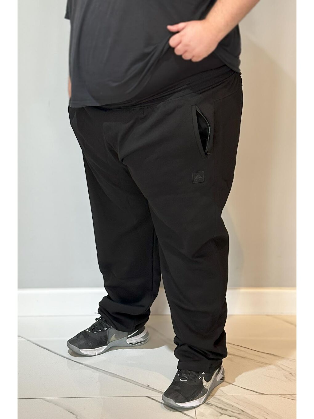 Özel Üretim  Ekstra Battal Pamuk Dokulu Erkek Büyük Beden Eşofman Altı 24723 Siyah-2