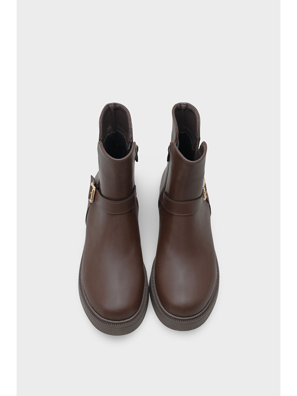 Kahverengi Daria Yandan Fermuarlı Tokalı Lastikli Kadın Bot-5