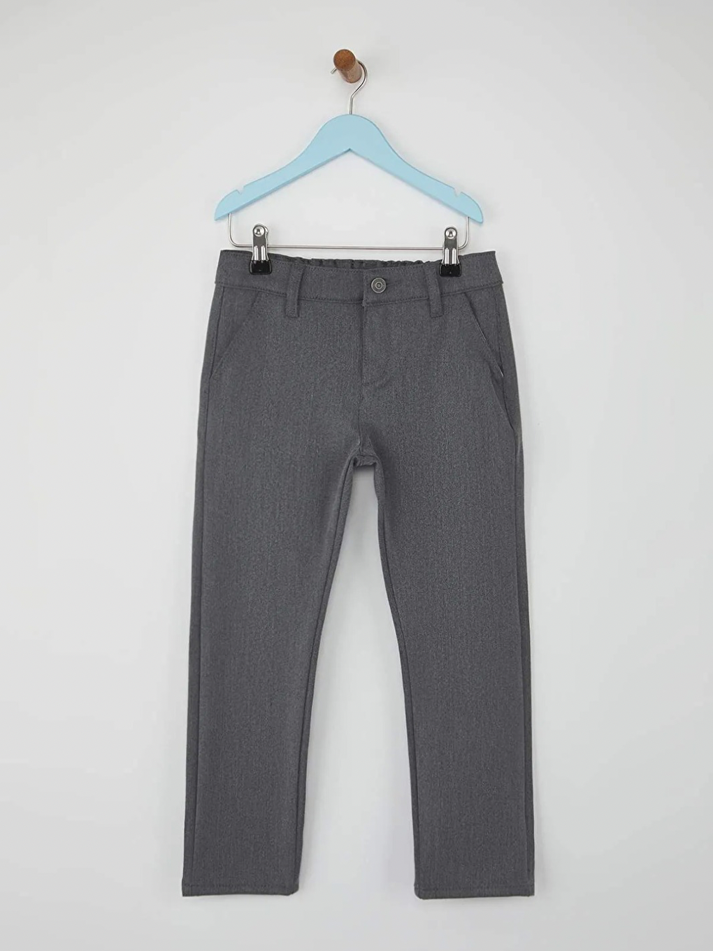 Gri Erkek Çocuk Basic Regular Okul Dokuma Pantolon-2