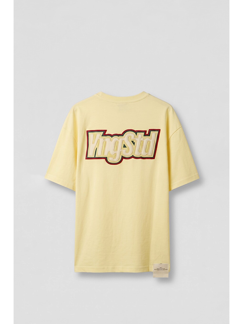 Erkek Boxy Fit Kabartma Nakışlı T-Shirt Sarı-1