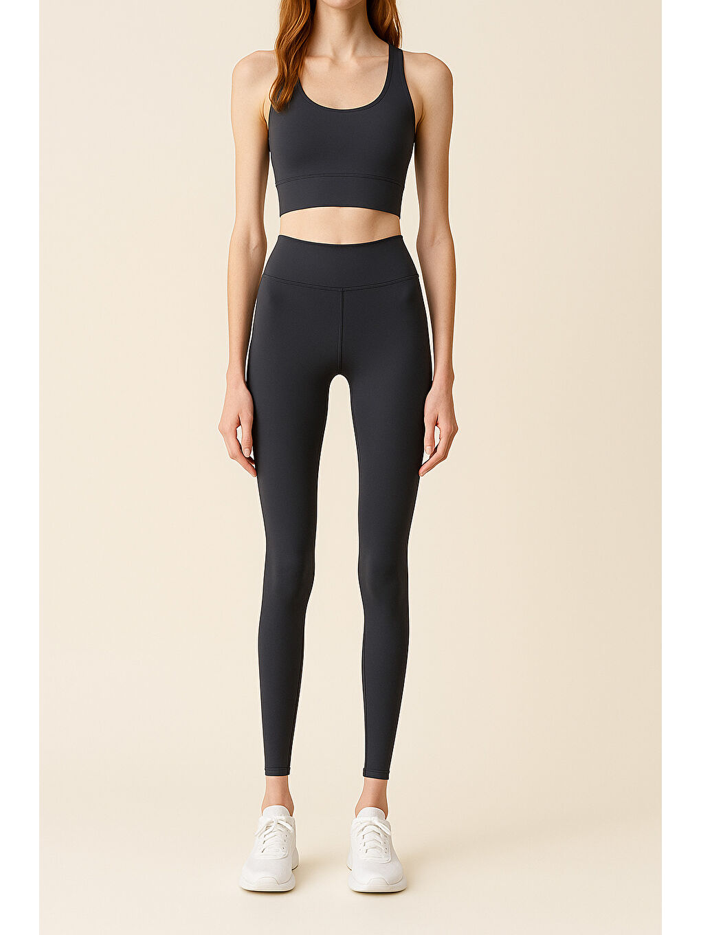 Lacivert Kadın Yüksek Bel Toparlayıcı Tam Boy Spor Tayt