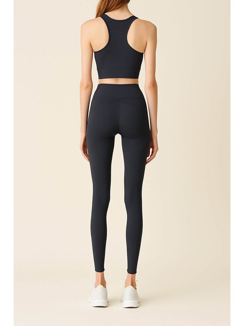 Lacivert Kadın Yüksek Bel Toparlayıcı Tam Boy Spor Tayt-1