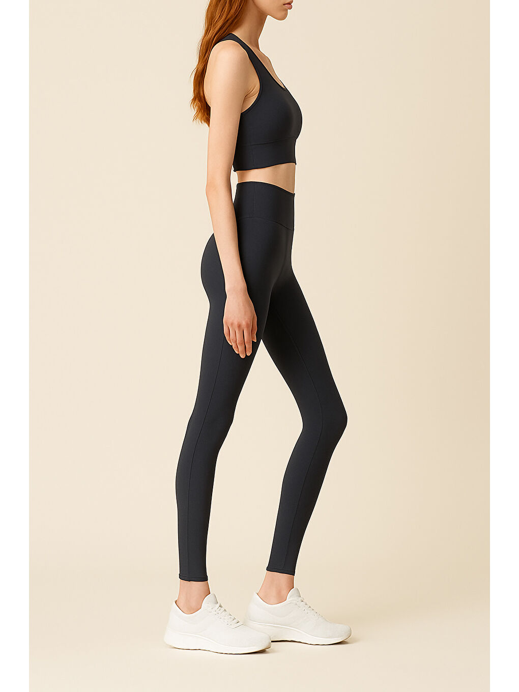 Lacivert Kadın Yüksek Bel Toparlayıcı Tam Boy Spor Tayt-2