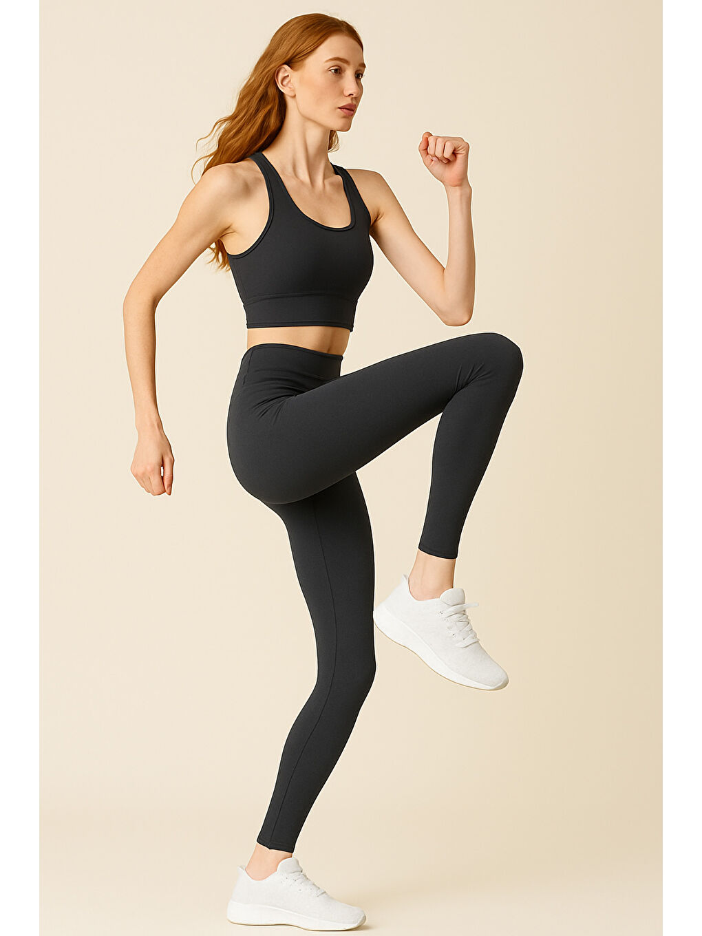 Lacivert Kadın Yüksek Bel Toparlayıcı Tam Boy Spor Tayt-3