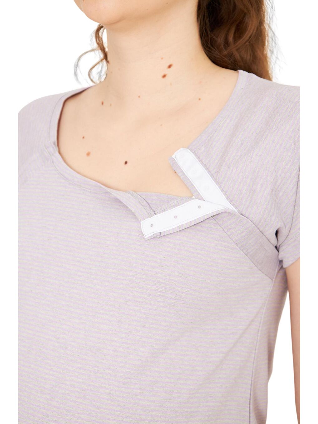 Mor Yandan Çıt Çıtlı Kadın Hamile Geceliği-4