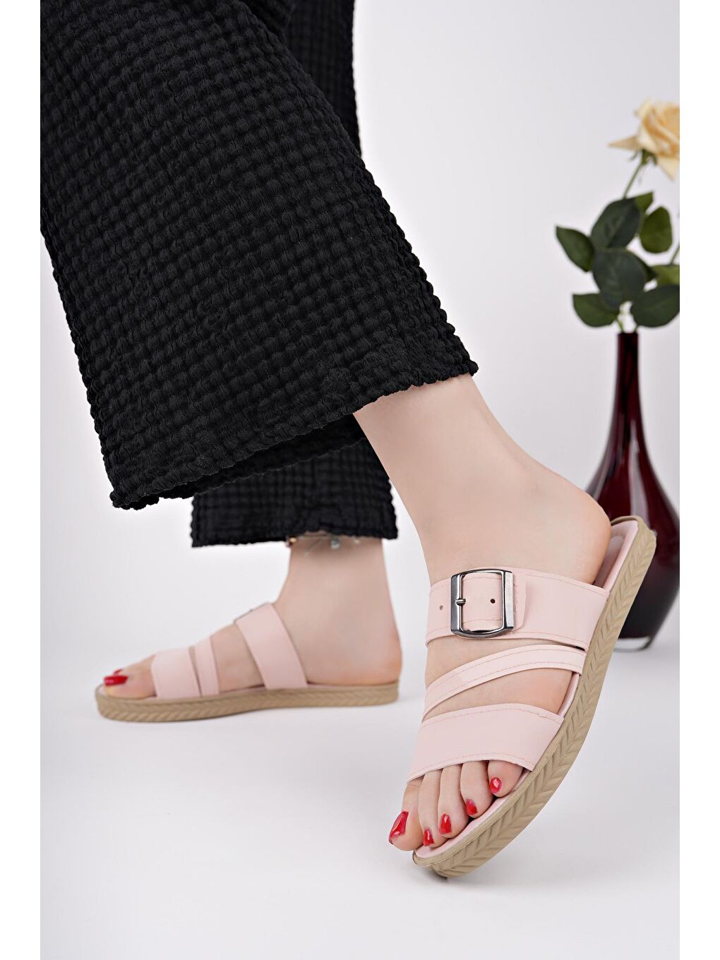 Pembe HELENA Kadın Terlik Dış Mekan ve Ev Terliği-2