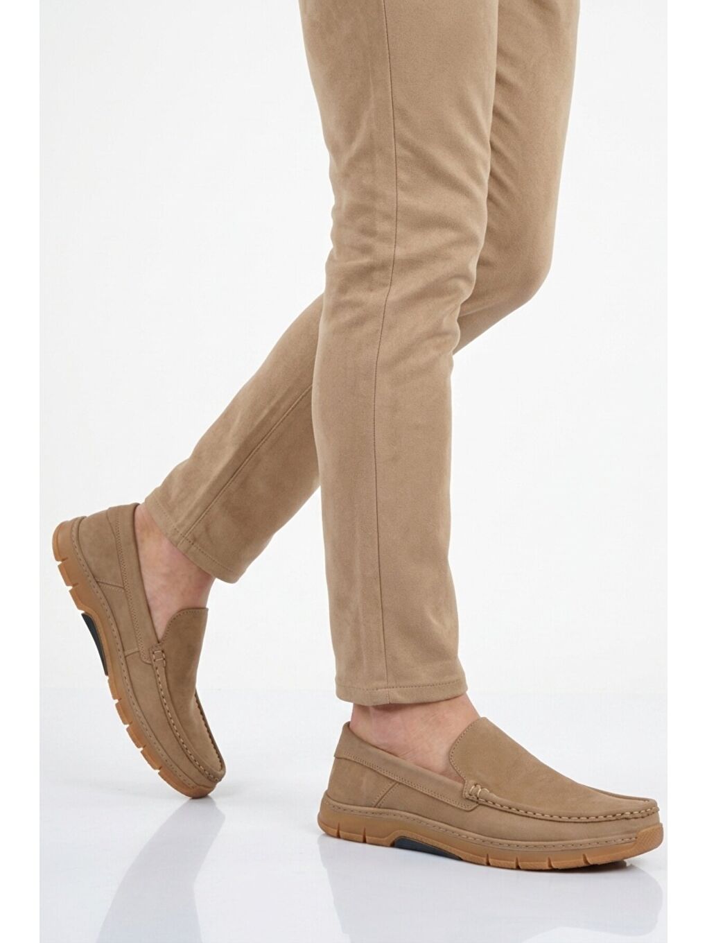 Ekru Kum Nubuk Hakiki Deri Erkek Casual Ayakkabı 6Y3319-179 M-1