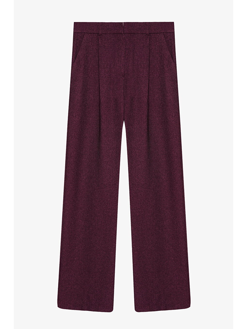 Bol Paça Palazzo Kumaş Pantolon Mürdüm