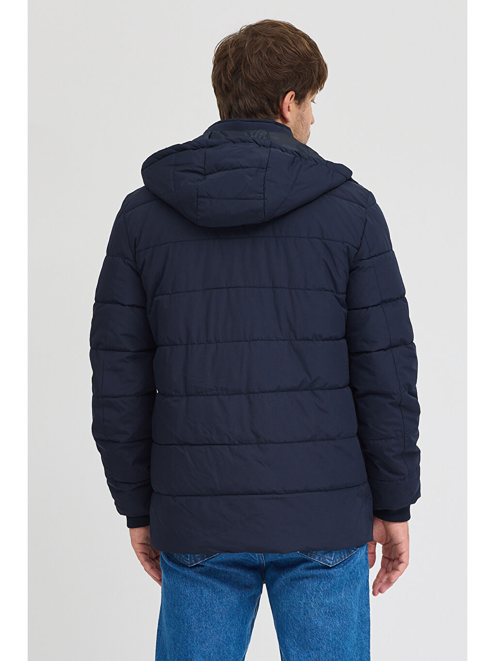 Lacivert Erkek Kapüşonlu Mont 23119-4