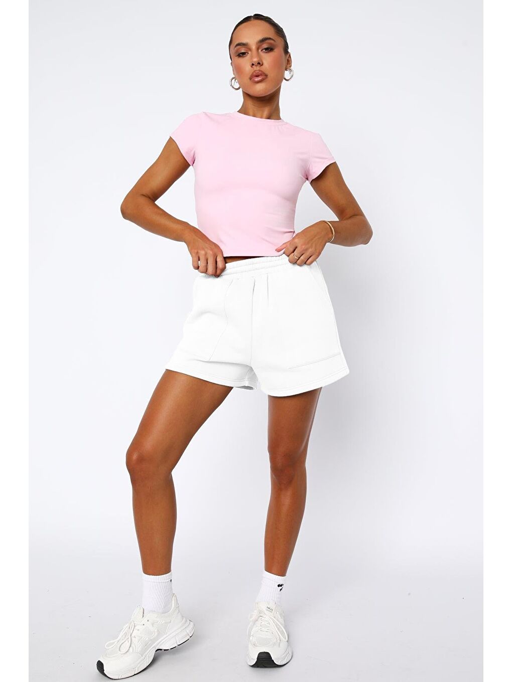 Beyaz Basic Kadın Şort Mg2511-2