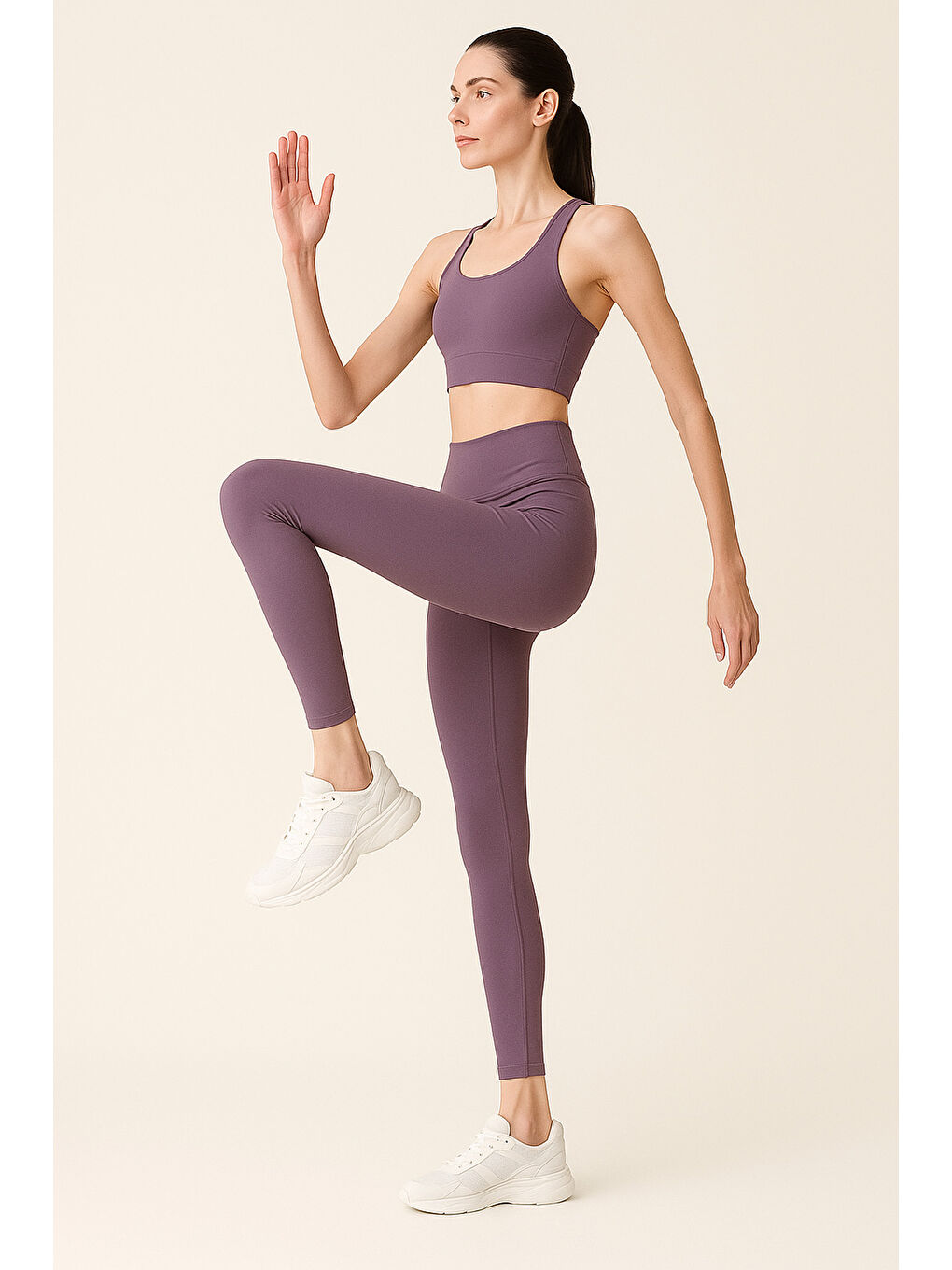 Mor Kadın Yüksek Bel Toparlayıcı Tam Boy Spor Tayt-3