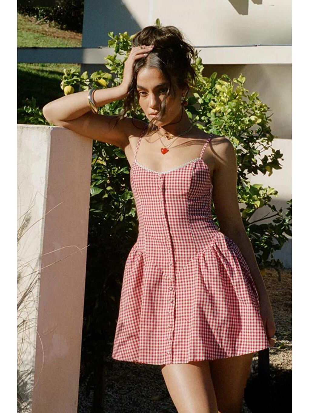 Kırmızı Pötikareli Kadın Mini Elbise Mg2387-4