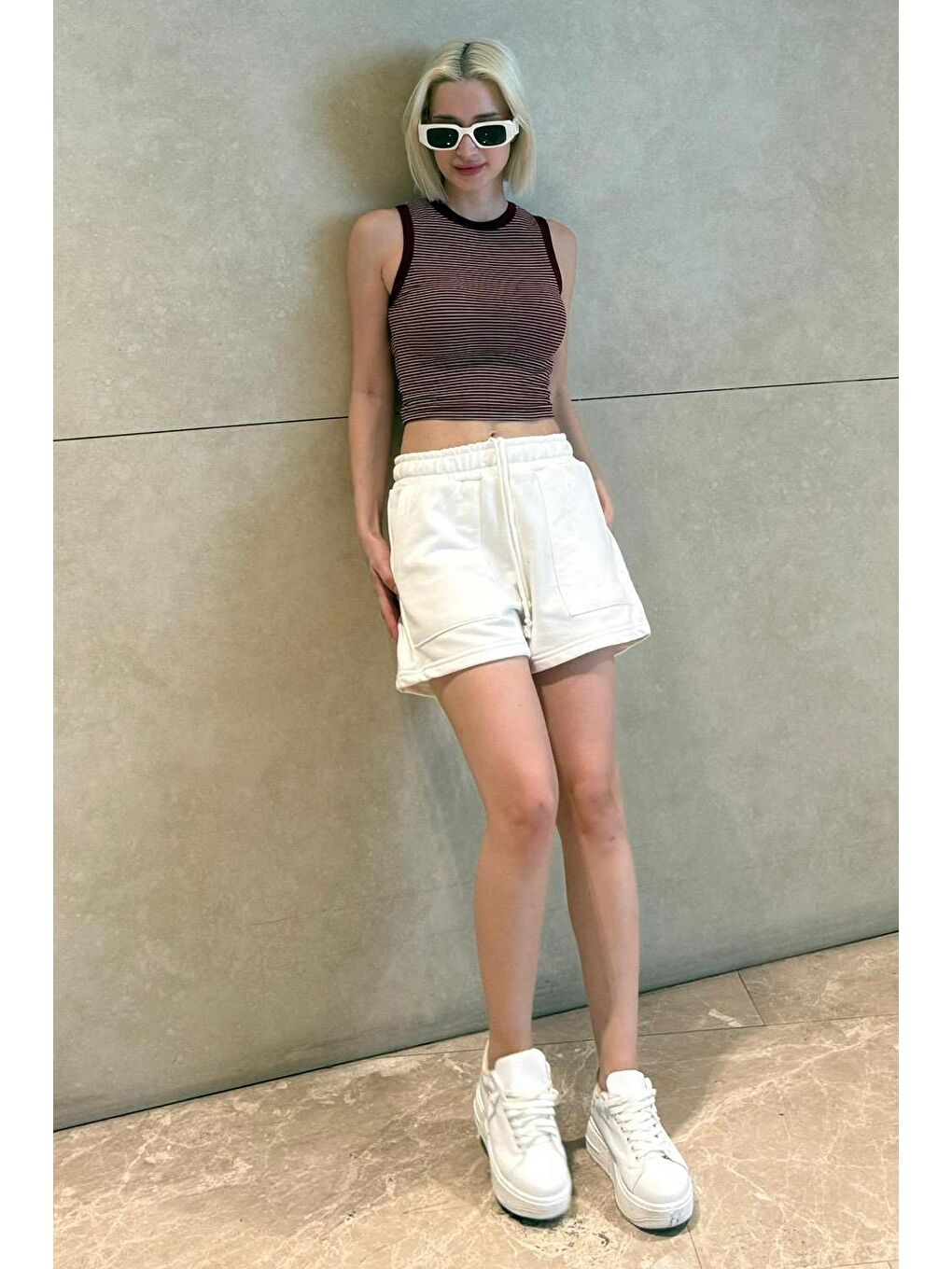 Beyaz Basic Kadın Şort Mg2511-6