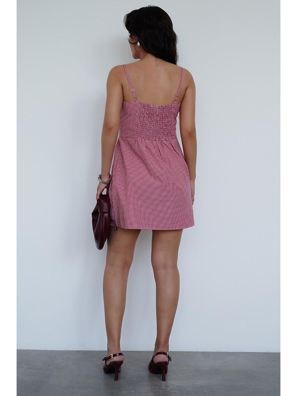 Kırmızı Pötikareli Kadın Mini Elbise Mg2387-7