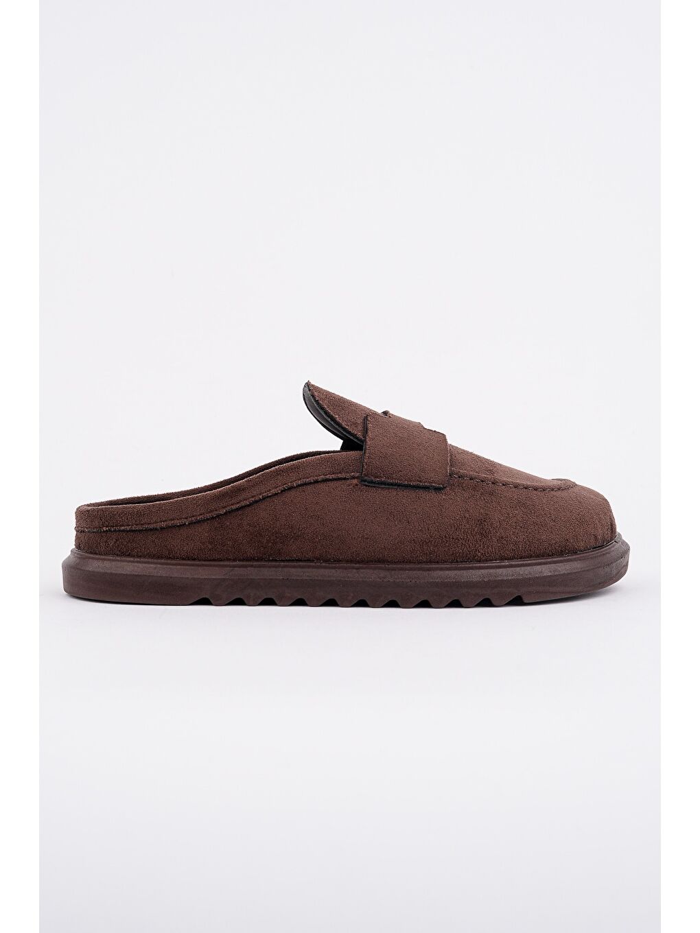 Kahverengi VİNTAGE Süet Deri Günlük Rahat Önü Kapalı Kadın Loafer Terlik-1