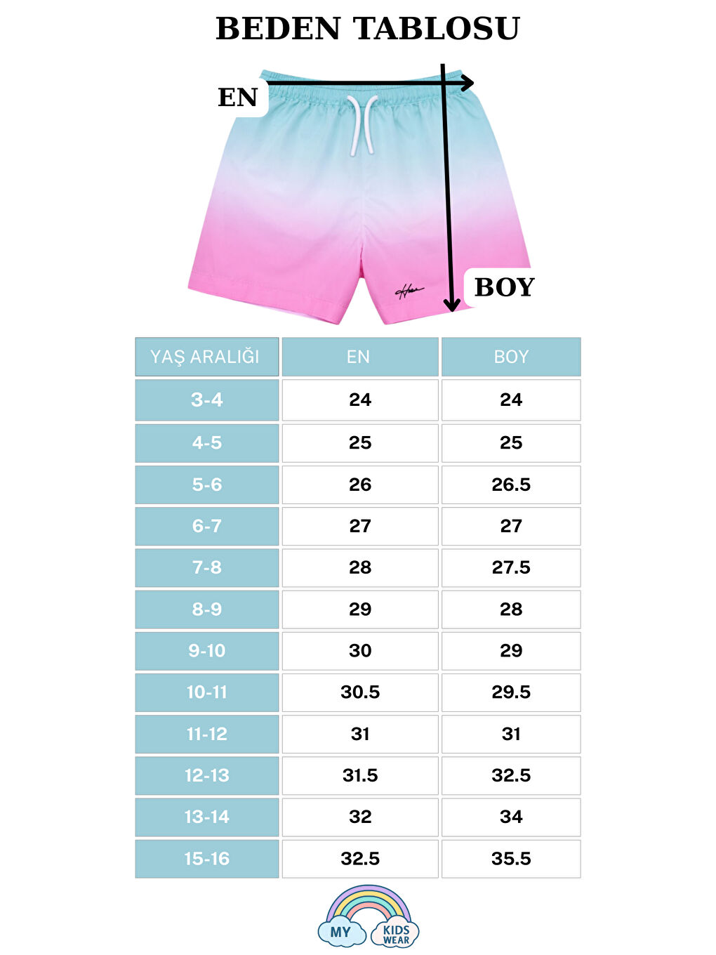 Lacivert Erkek Çocuk Degrade Desenli Deniz Şortu 2’li Set 3-16 Yaş 12382-3