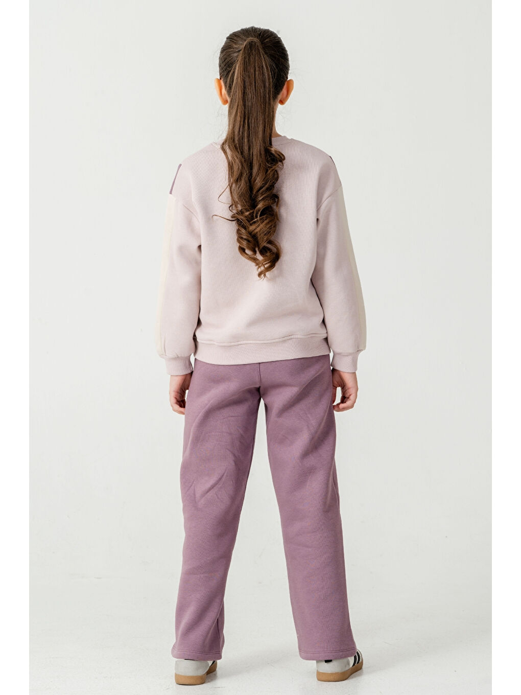 Mor Kız Çocuk Make Your Baskılı 3 İplik Kalın Kışlık Eşofman Takımı Ak4227-4