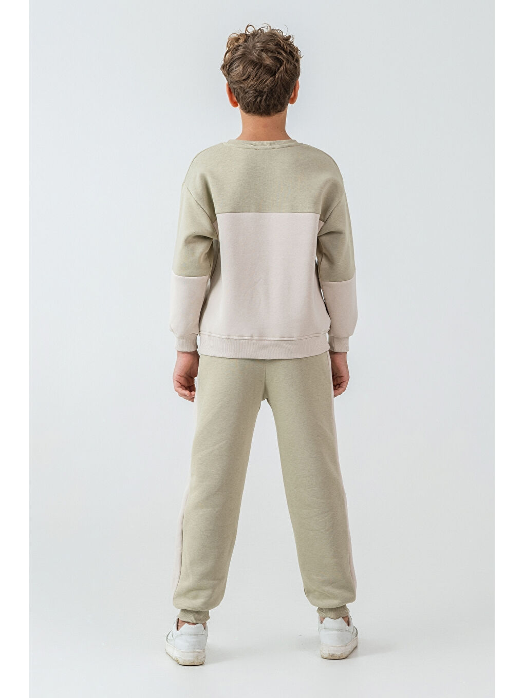 Yeşil Erkek Çocuk Brooklyn Skat Clup Baskılı 3 İplik Kalın Kışlık Eşofman Takımı Ak4228-3