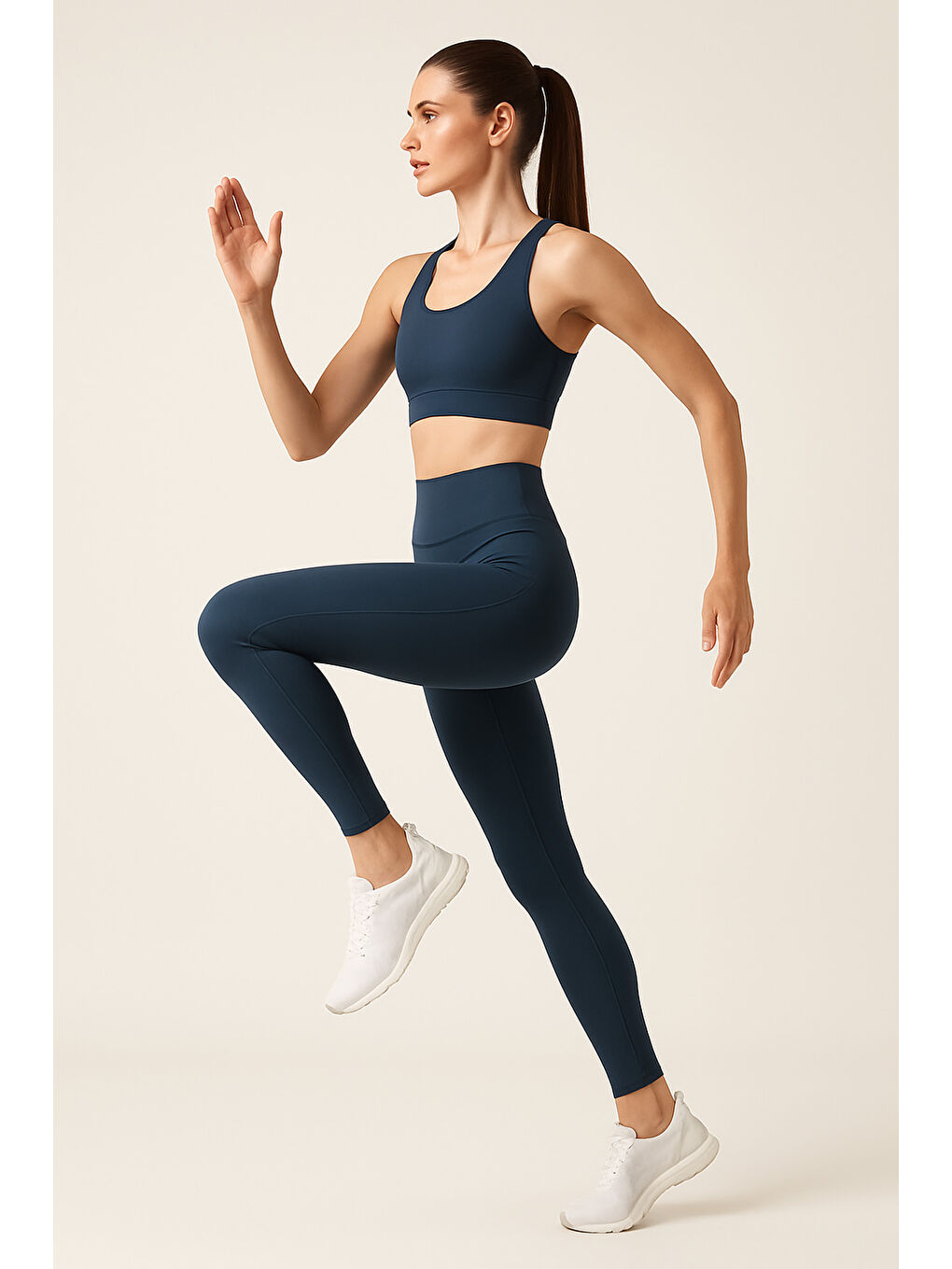 İndigo Kadın Yüksek Bel Toparlayıcı Tam Boy Spor Tayt-3