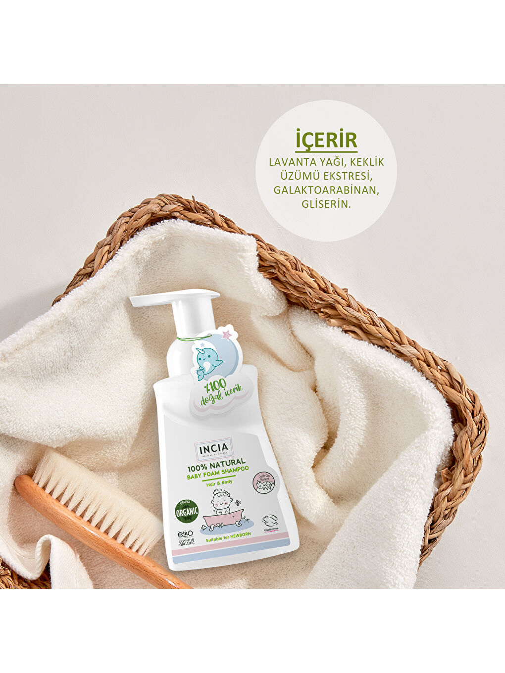 %100 Doğal Organik Sertifikalı Bebek Köpük Şampuanı Saç ve Vücut Konak Önleyici Yenidoğan 200 ml-2