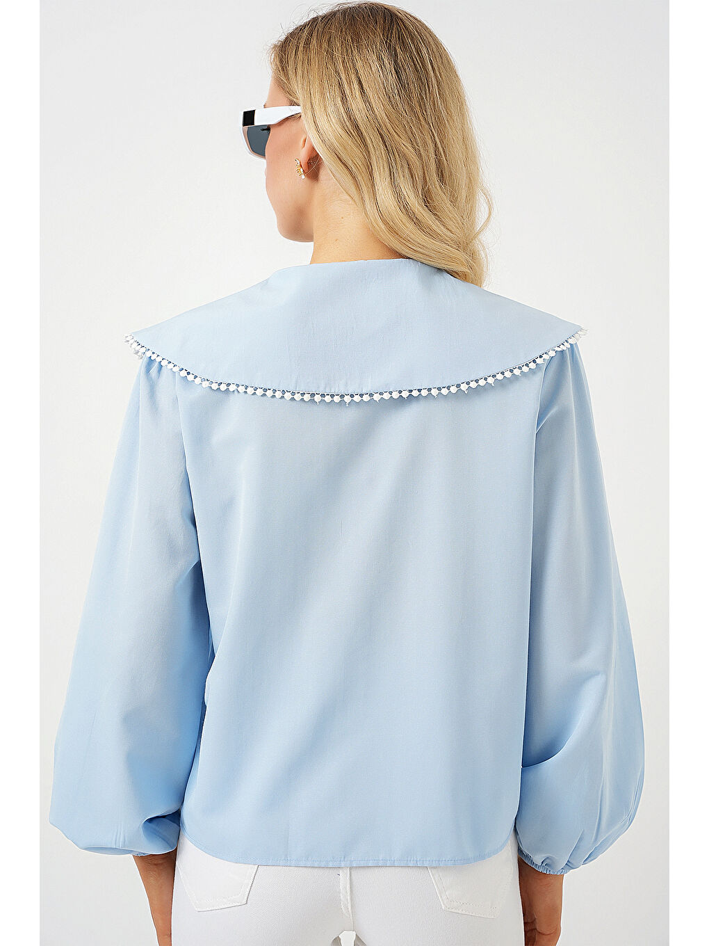 Kadın Bebe Yaka Gömlek 20314 - Mavi-5