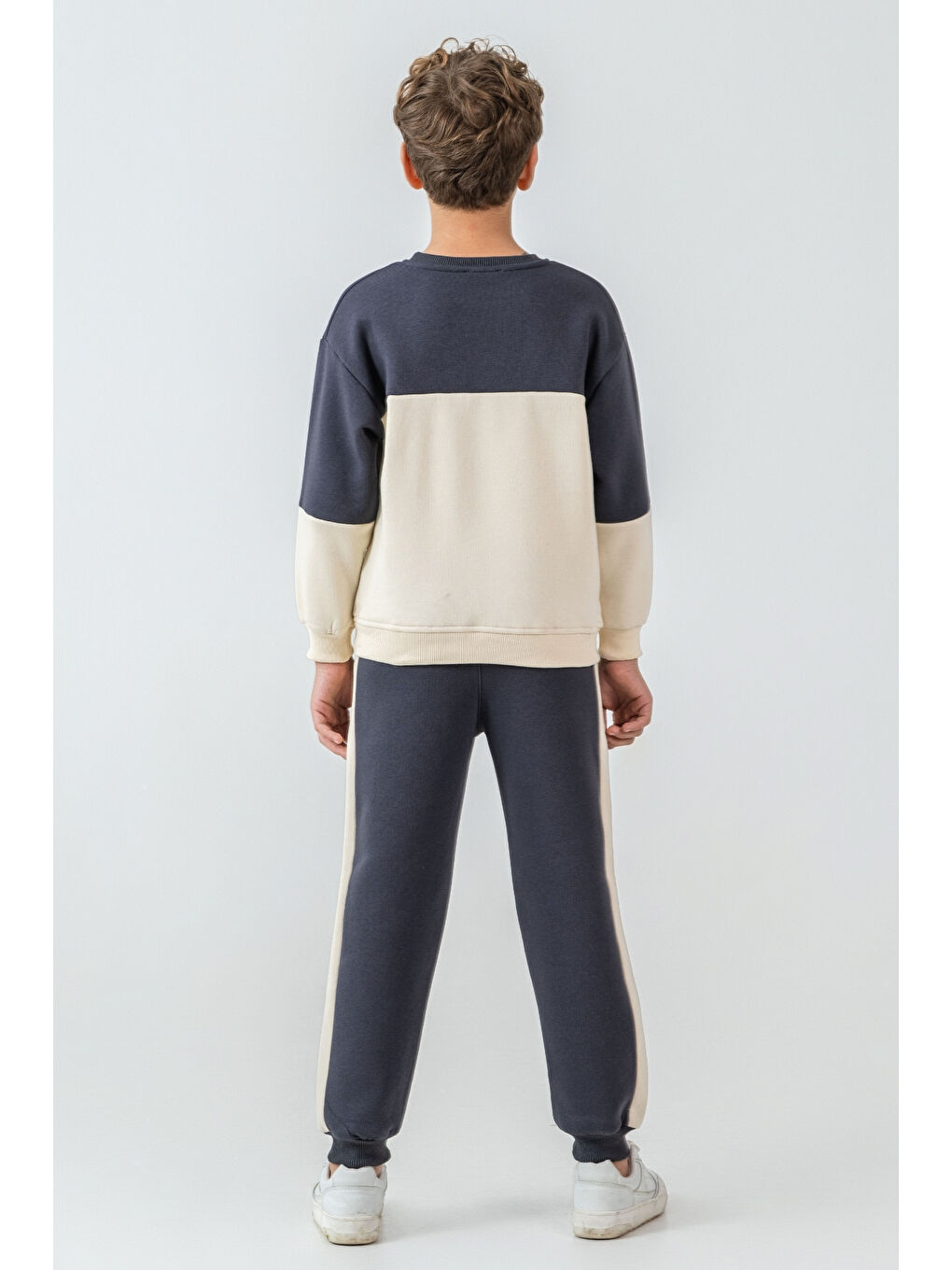 Gri Erkek Çocuk Brooklyn Skat Clup Baskılı 3 İplik Kalın Kışlık Eşofman Takımı Ak4228-3